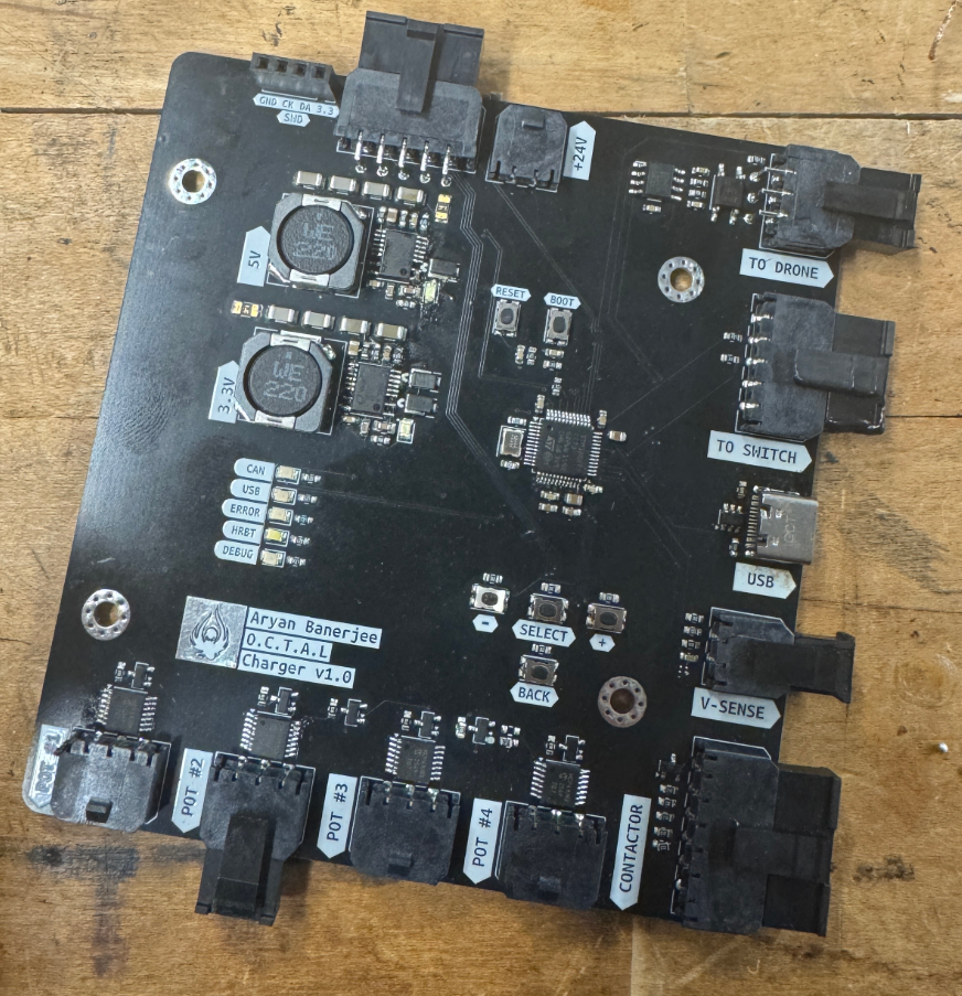 Fabricated O.C.T.A.L controller board on the workbench